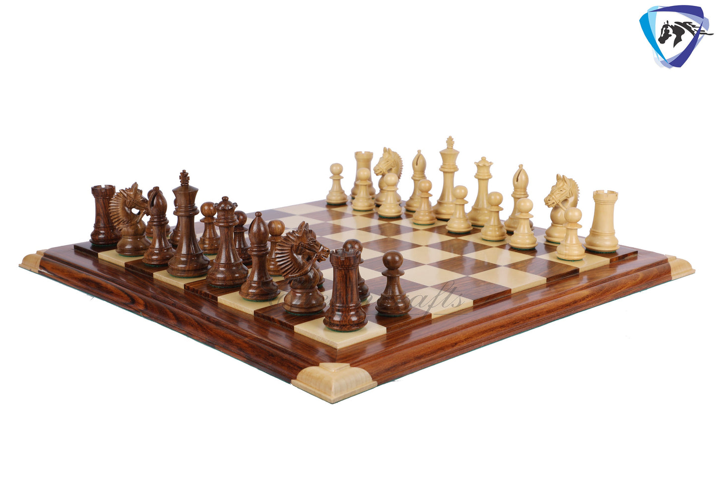 4.1" Staunton Golden Rosewood Chess pieces set- EXCALIBUR- Sheeshamwood & boxwood + 21" Luxury Golden Rosewood chess board + Storage Box
