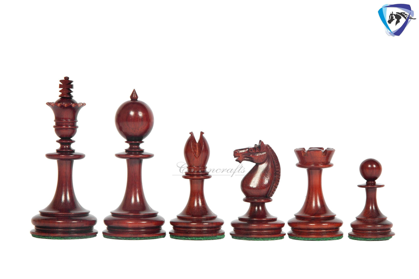 3.5" William Hallett 1860 London Reproduced Chess Pieces Set in Bud Rosewood + 19" Bud Rose wood chess board(51mm sq) + Leather Storage box