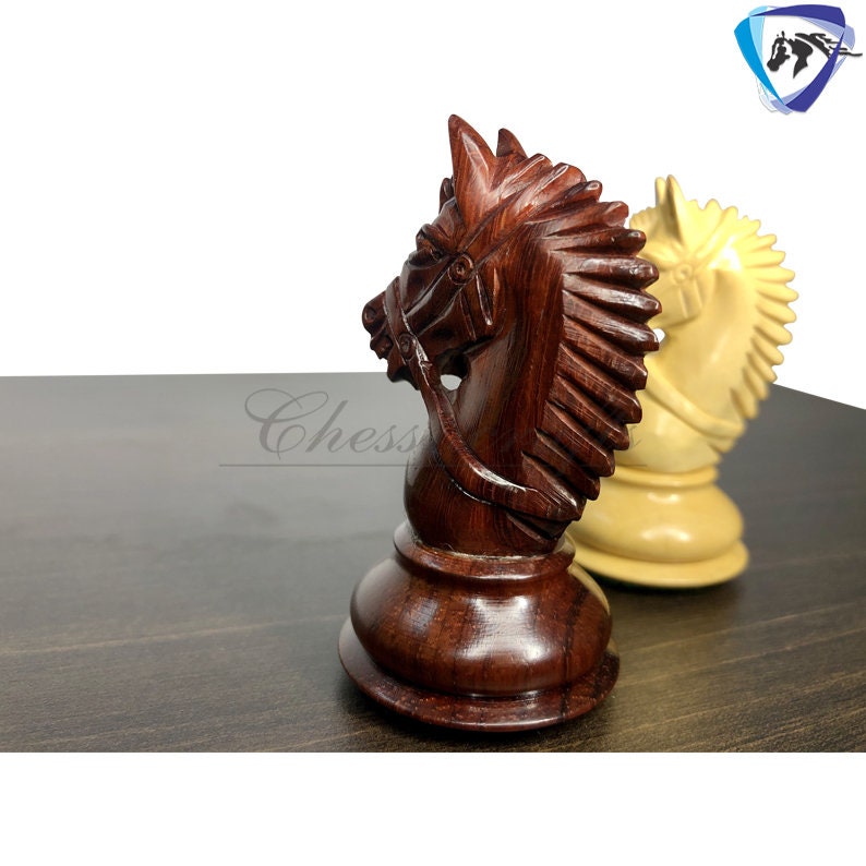4.1" Staunton Chess Pieces Set in Bud Rose wood & Boxwood- EXCALIBUR  Weighted w/ 2 Extra queens- 4Q