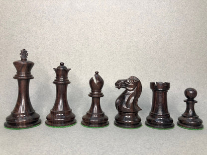 4.1" Staunton Chess Pieces Set Rosewood & Boxwood- ENGLISH CLUB SERIES  Weighted w/ 2 Extra queens- 4Q