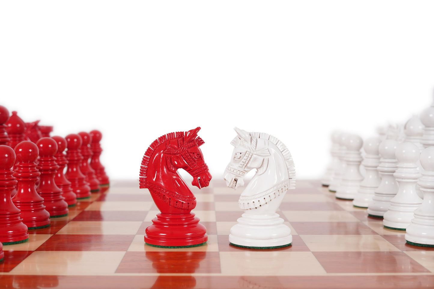 4.1" Luxury Staunton Chess Pieces Set in Painted Boxwood- ARMOURED Triple Weighted w/ 2 Extra queens- 4Q