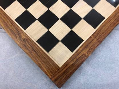 21" and 23" Ebony wood & Maple wood flat chess board 60mm square Rosewood border Handcrafted big size chess board. SQ: 55mm and 60mm