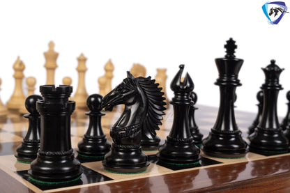 4.5" Ebonywood Staunton Chess pieces Set- CAVALIER Series + 23" Ebony wood Chess Board(sq-60mm) + Leather Storage Box