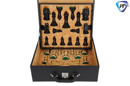 4.5" Luxury Staunton Ebonywood Chess pieces Set- Alexander series-Triple Weighted + 21"/ 23" Ebonywood Chess Board-STEP DESIGN + Storage Box