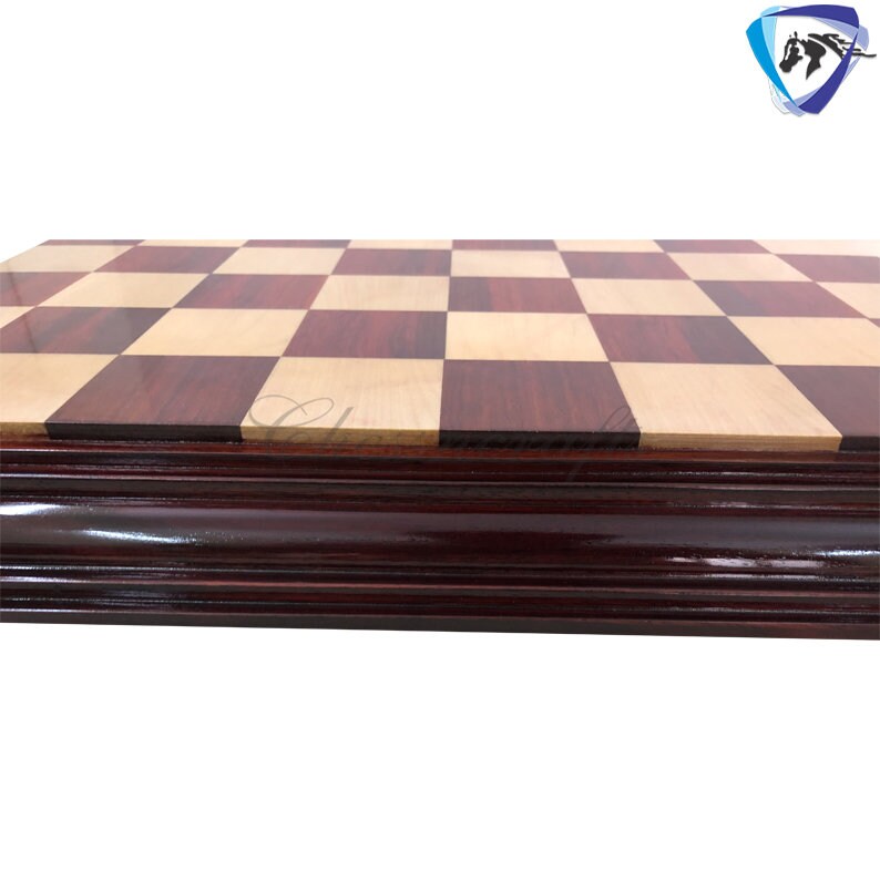23" & 21" Bud Rosewood chess board STEPS BORDER ELEVATED Super fine smooth polish. Exclusive unique grain padauk wood