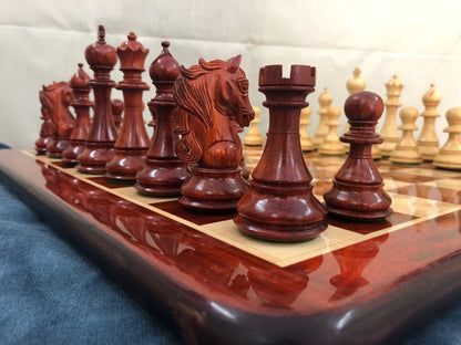 4.5" Luxury Staunton Bud Rosewood & Boxwood Chess pieces Set- Spartan Luxury Double Weighted 2 Extra queens- 4Q