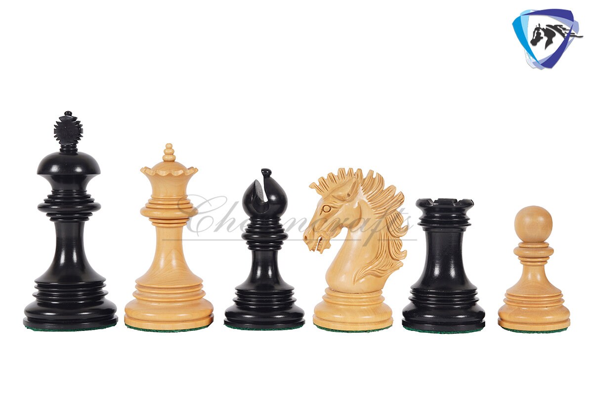 4.5" Luxury Staunton Ebonywood Chess Pieces Set-WELLINGTON + 21" Ebonywood Chess board(SQ:55mm) + Leatherette Storage box for chess pieces