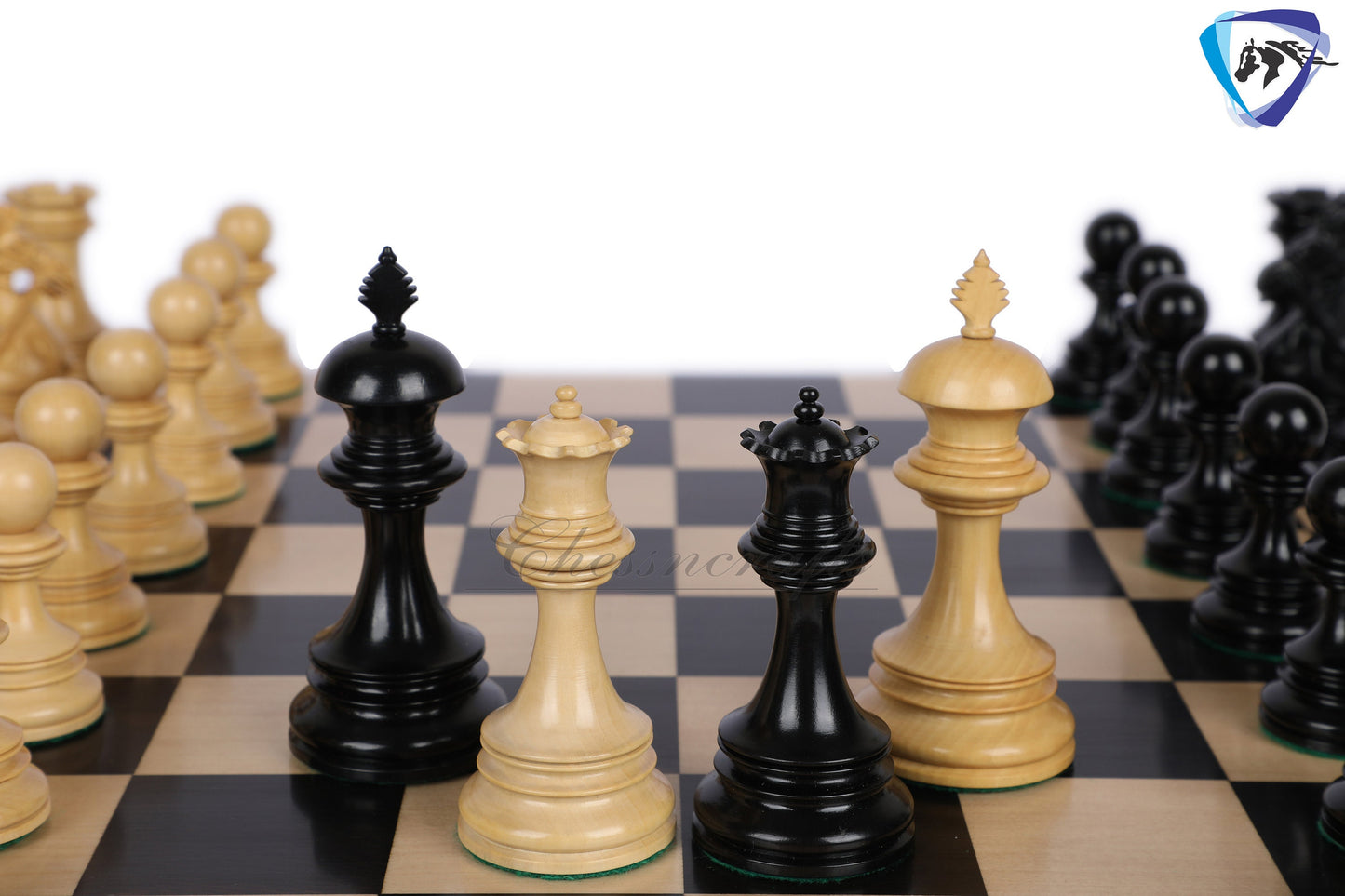 4.4" Luxury Staunton Ebony wood Chess pieces Set-ANDERSON Bridled Knight+ 21" Ebonywood chess board + Storage box for chess pieces.