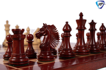 4.5" Bud Rosewood Staunton Chess pieces Set- CAVALIER Series + 23" Bud Rosewood Chess Board(sq-60mm) + Leather Storage Box