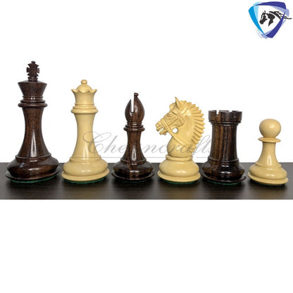 Chess Set COMBO of 4.1" Staunton Rose wood Chess Pieces EXCALIBUR Weighted with 19" Rosewood Chess board  2 Extra queens