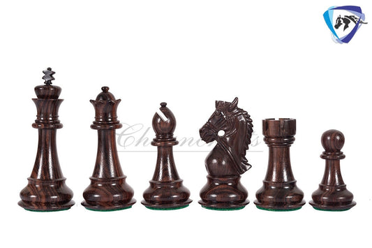 4.5" Rosewood staunton chess pieces set BRIDLE SERIES Weighted w/ extra queens.