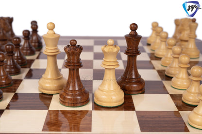 1950 Fischer Dubrovnik Sheesham wood chess pieces set King-3.8" + 21" Shesshamwood chess board + Leather Storage box-Luxury