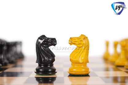 4.5" Ebonywood Chess Pieces set with Antiqued Boxwood 1940 Soviet Reproduced Club Chess pieces Triple weighted- Vintage Chess set-Chess Gift
