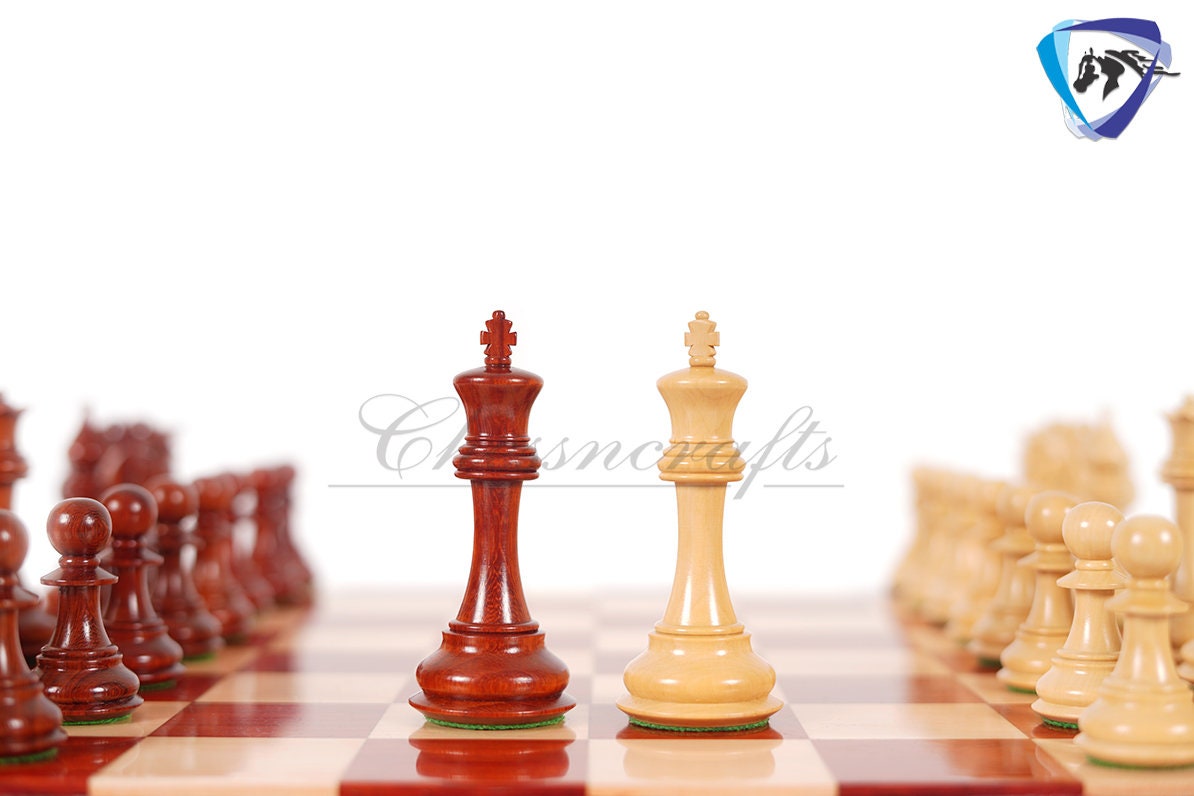 4.2" Luxury Staunton Chess Pieces Set in  Bud Rosewood(Padauk) & Boxwood- MAYFAIR Triple Weighted w/ 2 Extra queens- 4Q