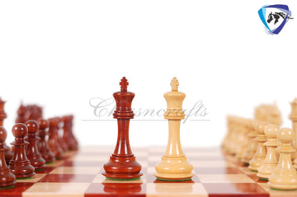 4.2" Luxury Staunton Chess Pieces Set in  Bud Rosewood(Padauk) & Boxwood- MAYFAIR Triple Weighted w/ 2 Extra queens- 4Q