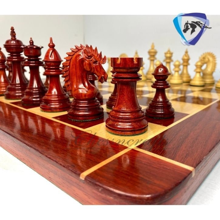 COMBO of Staunton Bud Rosewood Chess pieces Set with Chess board 21"- CYRUS Luxury Chess set 4.5" - Heavy Weighted 2 Extra queens- 4Q