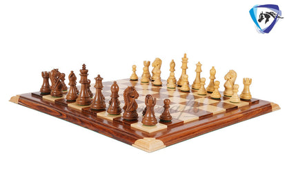 4" Rosewood Staunton chess pieces set BRIDLE SERIES Weighted + 21" Luxury Sheeshamwood Chess board