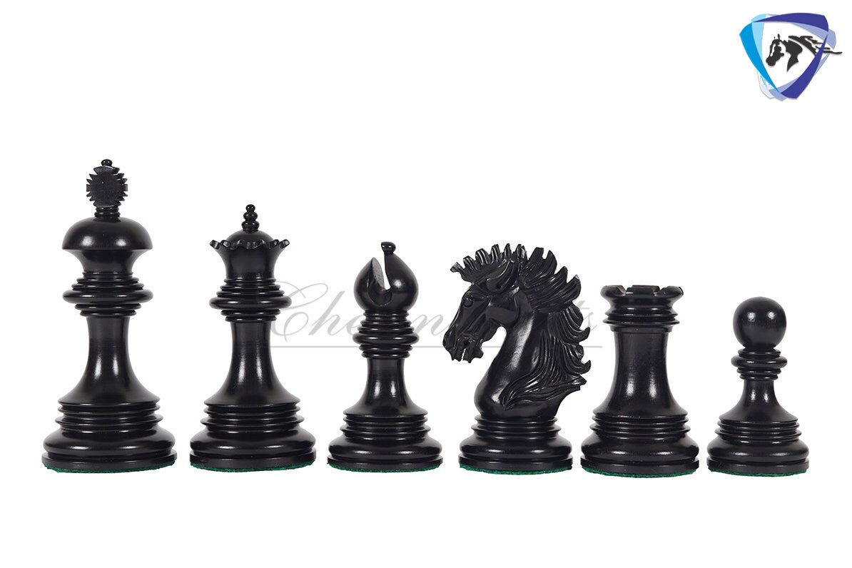 4.5" Luxury Staunton Ebonywood Chess Pieces Set-WELLINGTON + 21" Ebonywood Chess board(SQ:55mm) + Leatherette Storage box for chess pieces