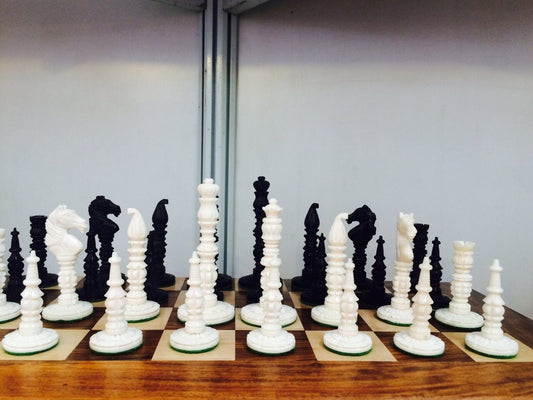 Camel bone chess set pieces handmade hand carved slim floral unique collector vintage chess pieces