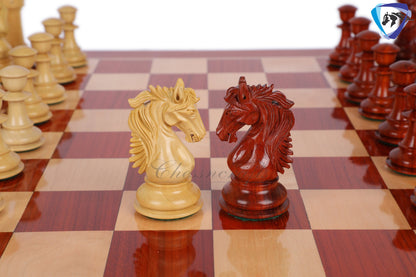 4.5" Luxury Staunton Bud Rosewood Chess pieces Set - STALLION SERIES + 23" Bud rosewood chess board (SQ: 60mm) + Leatherette Storage box