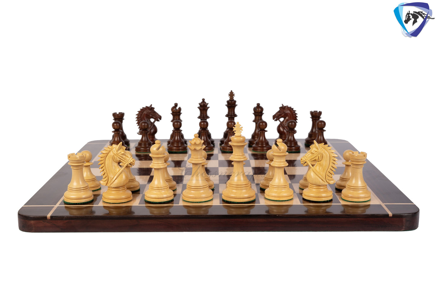 4.4" Staunton Rosewood Chess Pieces Set in LUXURY BRIDLE SERIES + 21" Rosewood chess board(55mm) + Leatherette storage box.