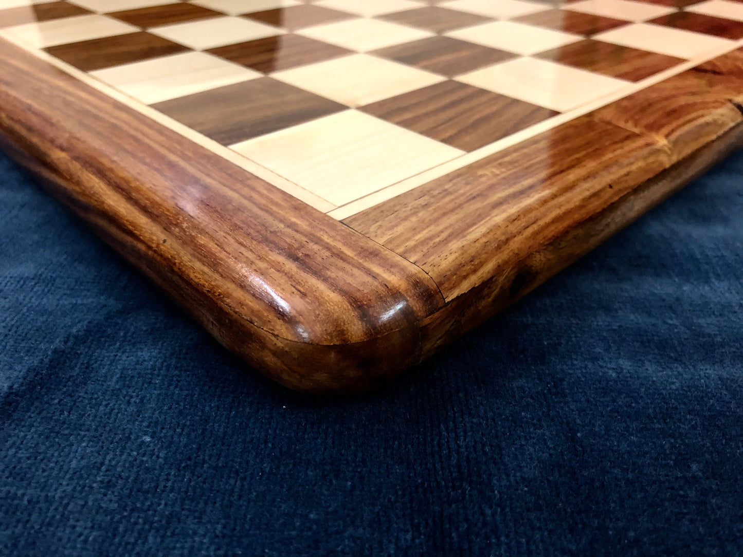 16" wooden(sheesham) flat chess board Rounded corners and edges Super fine smooth polish- Golden Rosewood & Maplewood.