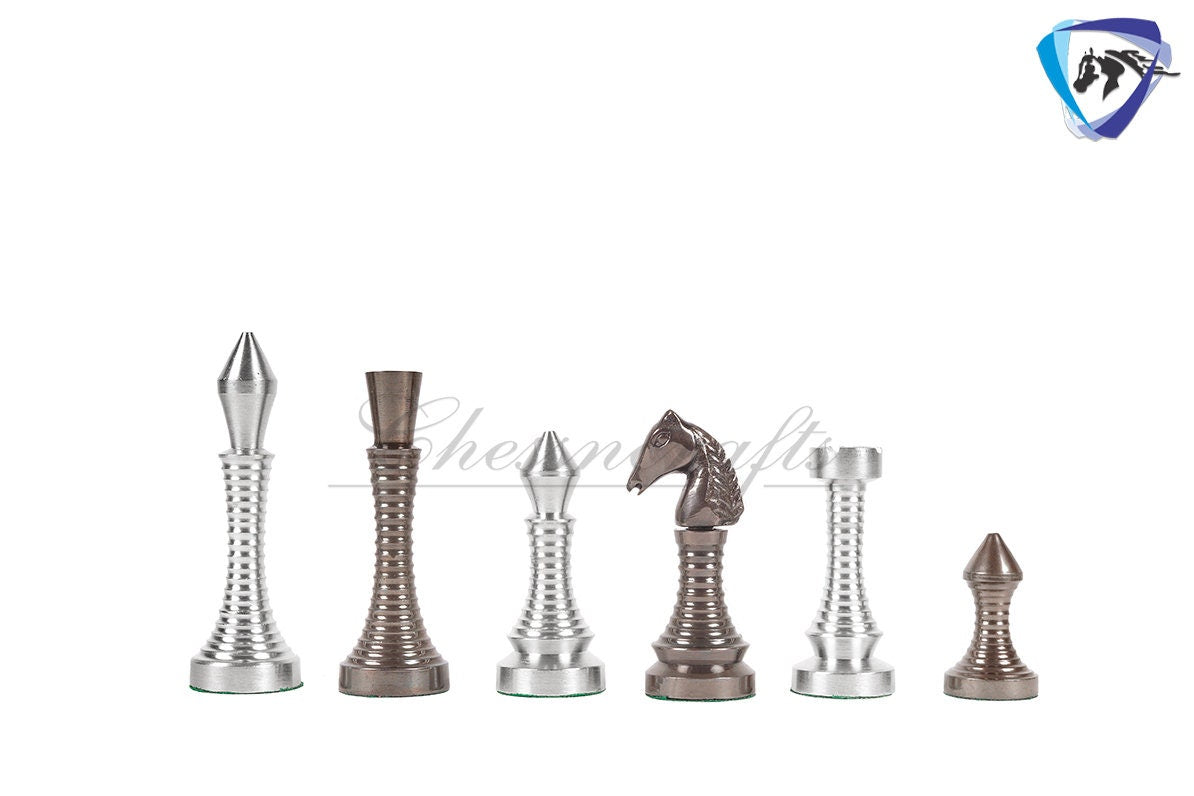 14" Solid Brass Metal CLASSICAL MEENAKARI Hand carved Chess set- Slim chess men Carving with velvet storage box - Brass chess board set