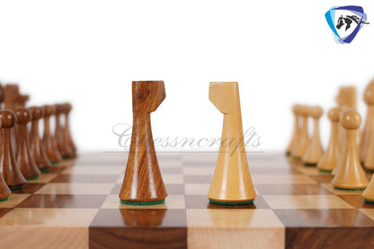 COMBO of 3.75"  Rosewood chess pieces set-Minimalist Hermann ohme & 15.7" (sq:50mm) Borderless solid Golden rosewood chess board Handmade.