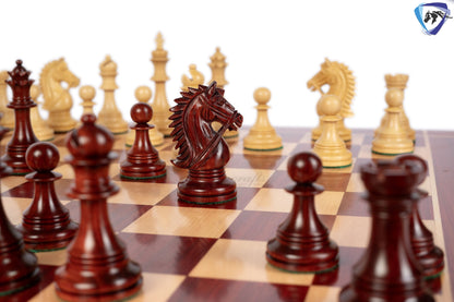4.4" Staunton Bud Rosewood Chess Pieces Set in LUXURY BRIDLE SERIES + 23" Bud Rosewood chess board(60mm) + Leatherette storage box.