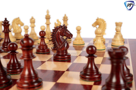 4.4" Staunton Bud Rosewood Chess Pieces Set in LUXURY BRIDLE SERIES + 23" Bud Rosewood chess board(60mm) + Leatherette storage box.