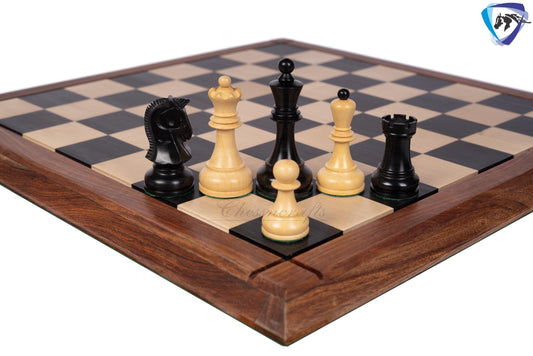 1950 Fischer Dubrovnik Ebonywood chess pieces set King-3.8" + 21" Ebonywood chess board(SQ:55MM) + Leather Storage box-Luxury
