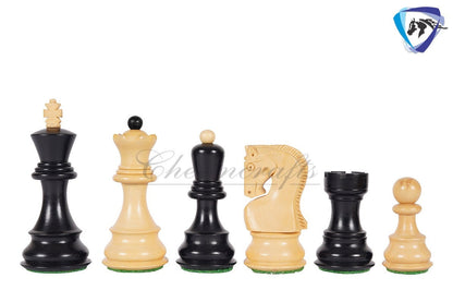 4" Russian Zagreb Chess Pieces Set in Ebonized Boxwood - Weighted  2 Extra Queens Reproduced
