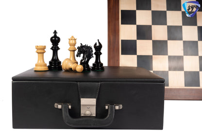 4.5" Luxury Staunton Ebonywood Chess pieces Set- PRISTINE Luxury- Triple Weighted + 23" Ebonywood Chess Board SQ:60mm + Leather Storage Box