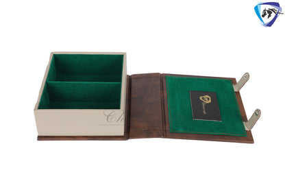 Chess Storage Box Book Style For Chess pieces upto 4.2" King chessmen set- Handmade brown Leatherette / Christmas Gift/ Chess Gift