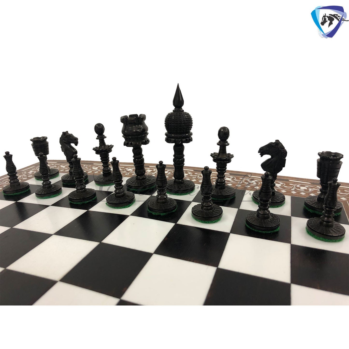 3.5" Camel bone chess set Dome hand carved chess pieces with Inlaid art work designer foldable Chess Board Set 14 Inches