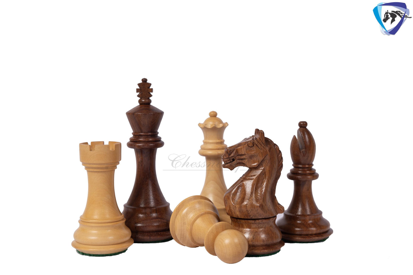 4" Fierce Knight Staunton Chess pieces Set in Golden Rosewood + 21" Golden rosewood(sheesham) Chess Board + Solid wood chess Storage Box