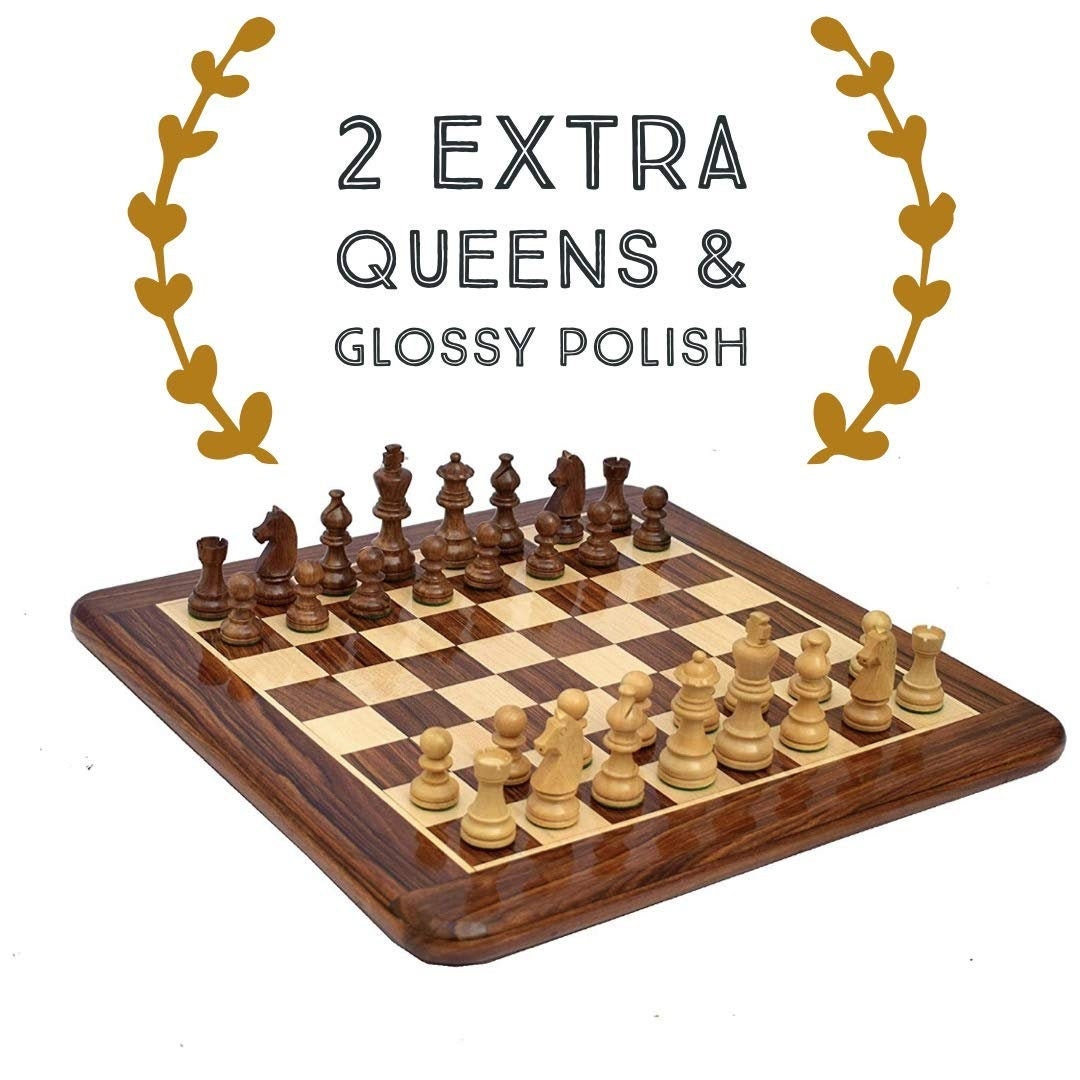 16" Wooden Tournament Chess Set Combo in Golden Rosewood Chess board with King 3" chess Pieces Weighted-4Q-  Super fine smooth polish.