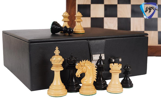 4.5" Staunton Ebonywood Collector Chess pieces Set- CYRUS Luxury- Heavy Weighted 2 Extra queens- 4Q