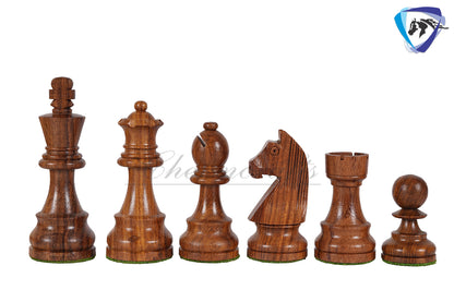 King: 3" & 3.75" Tournament Golden Rose wood chess pieces set German knight + Sheesham wood storage box