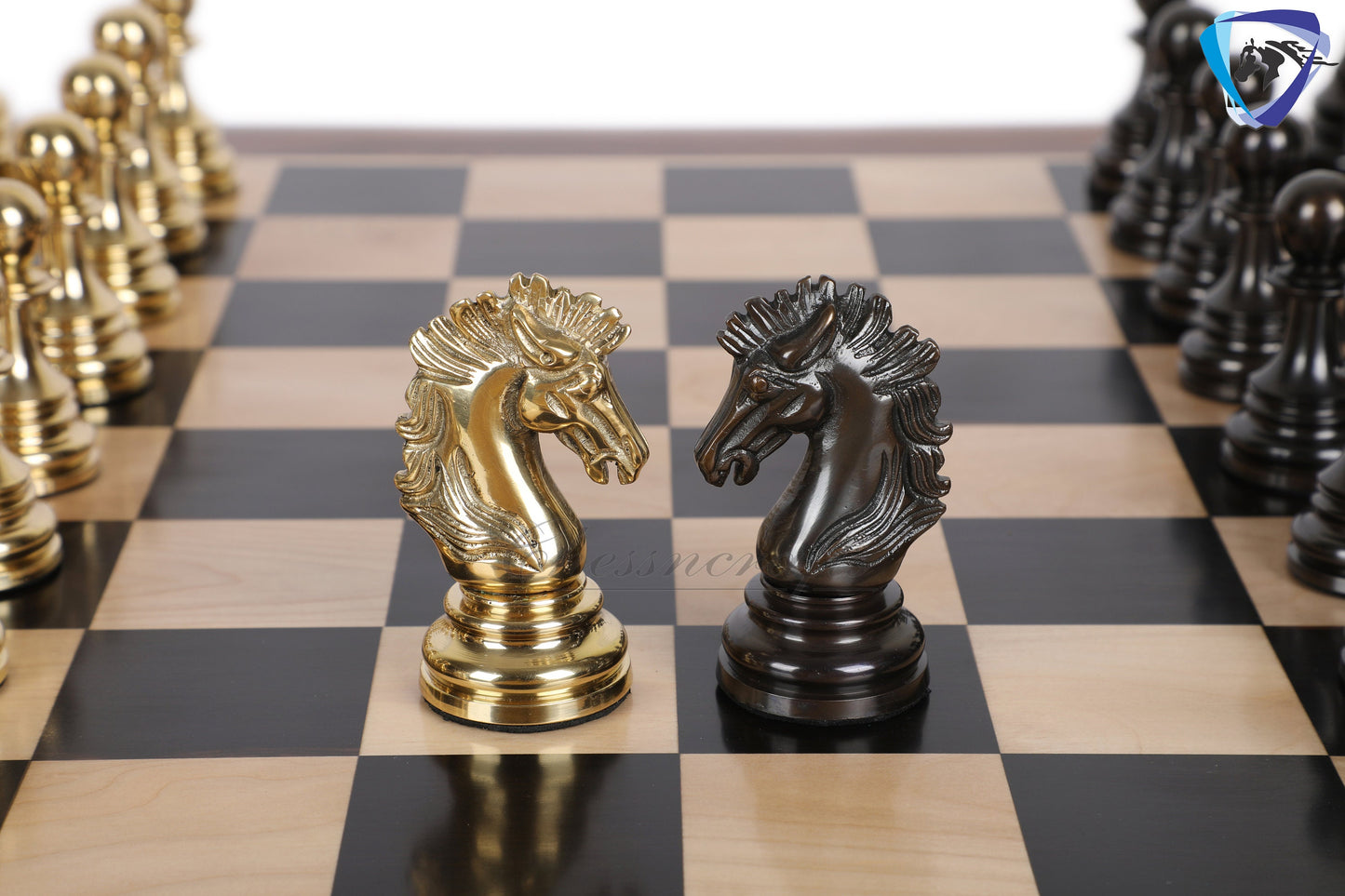 5" Brass Chess Pieces Set WELLINGTON Gold & Antique Limited Edition Luxury Staunton chess pieces  + 23" Ebonywood Chess Board + Storage Box