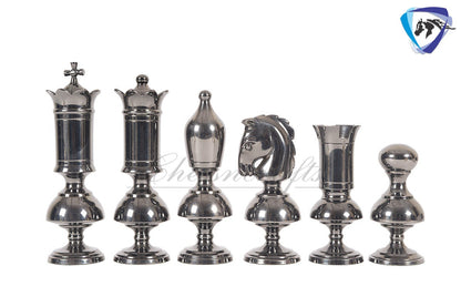 6" Brass Chess pieces set Big size Gold & black VICTORIAN series + 23" Ebonywood chess Board(sq: 60mm) + Leather Storage Box for chess men