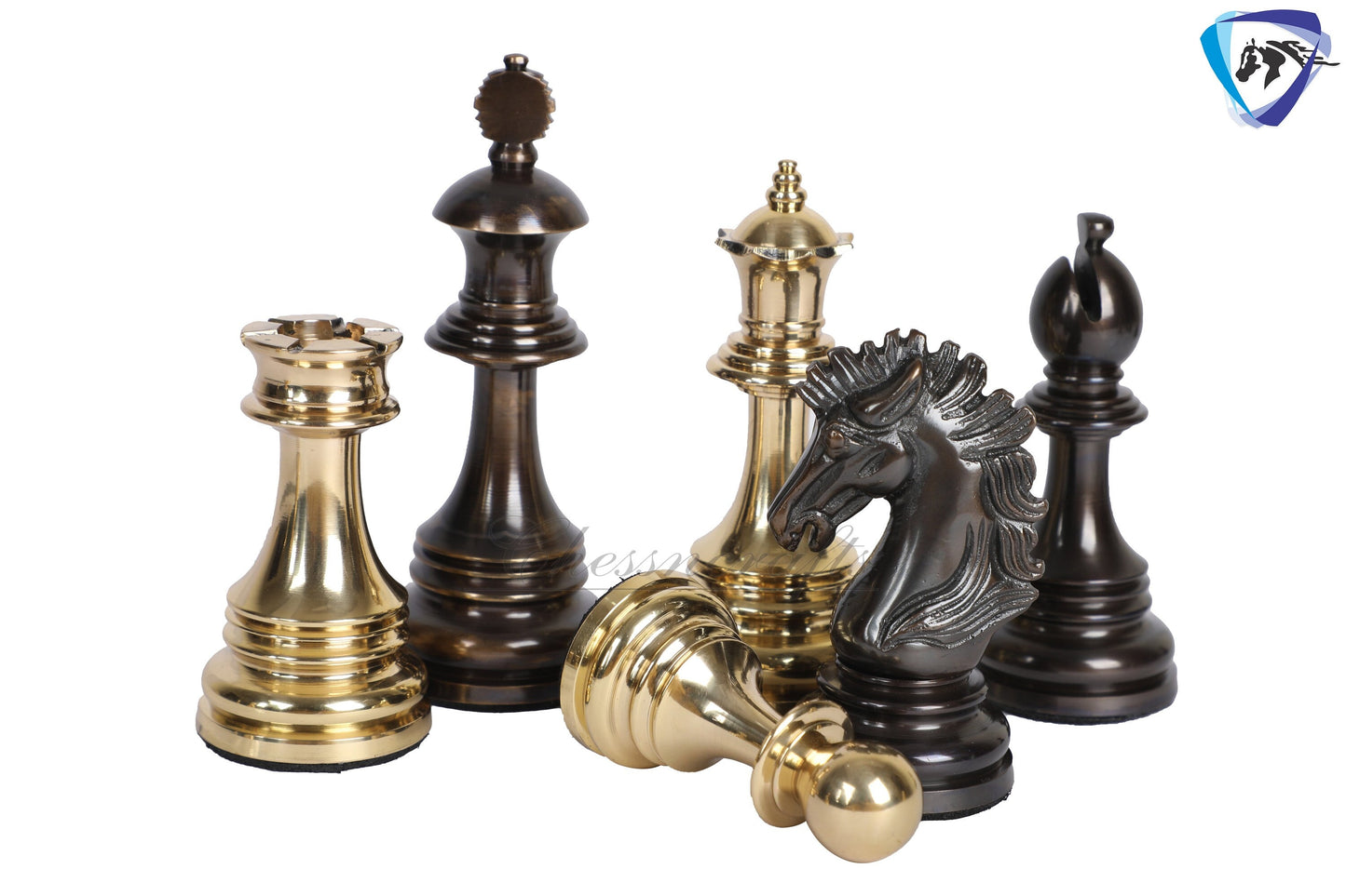 5" Brass Chess Pieces Set WELLINGTON Gold & Antique Limited Edition Luxury Staunton chess pieces  + 23" Ebonywood Chess Board + Storage Box