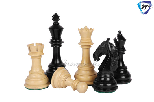 4.5" Luxury Staunton Ebonywood & Boxwood Chess pieces Set- COLUMBIAN Luxury- Triple Weighted 2 Extra queens- 4Q