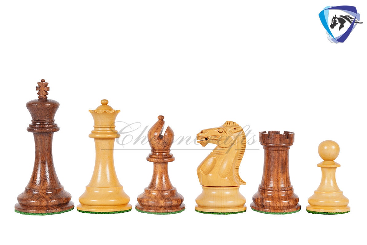4.1" Staunton Chess Pieces Set Golden Rosewood(sheesham) ENGLISH CLUB series + 21" Golden Rosewood Chess board STEP Design + Storage Box