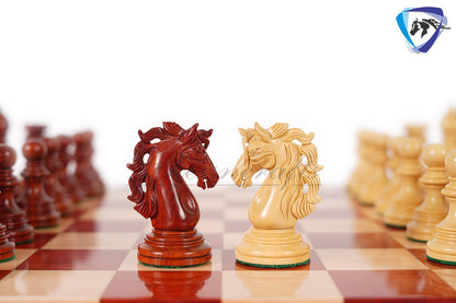 4.4" Luxury Staunton Chess pieces Set Bud Rosewood- JFK series + 21" Bud Rosewood Chess board(55mm) + Leather Storage box for chess men