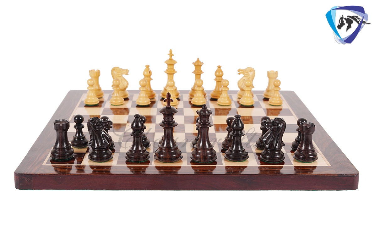 COMBO of 4" Royal Staunton Rosewood Chess Pieces Set Weighted 4Q + 19" Rosewood Chess Board SQ: 51mm(2") & Leather Storage Box