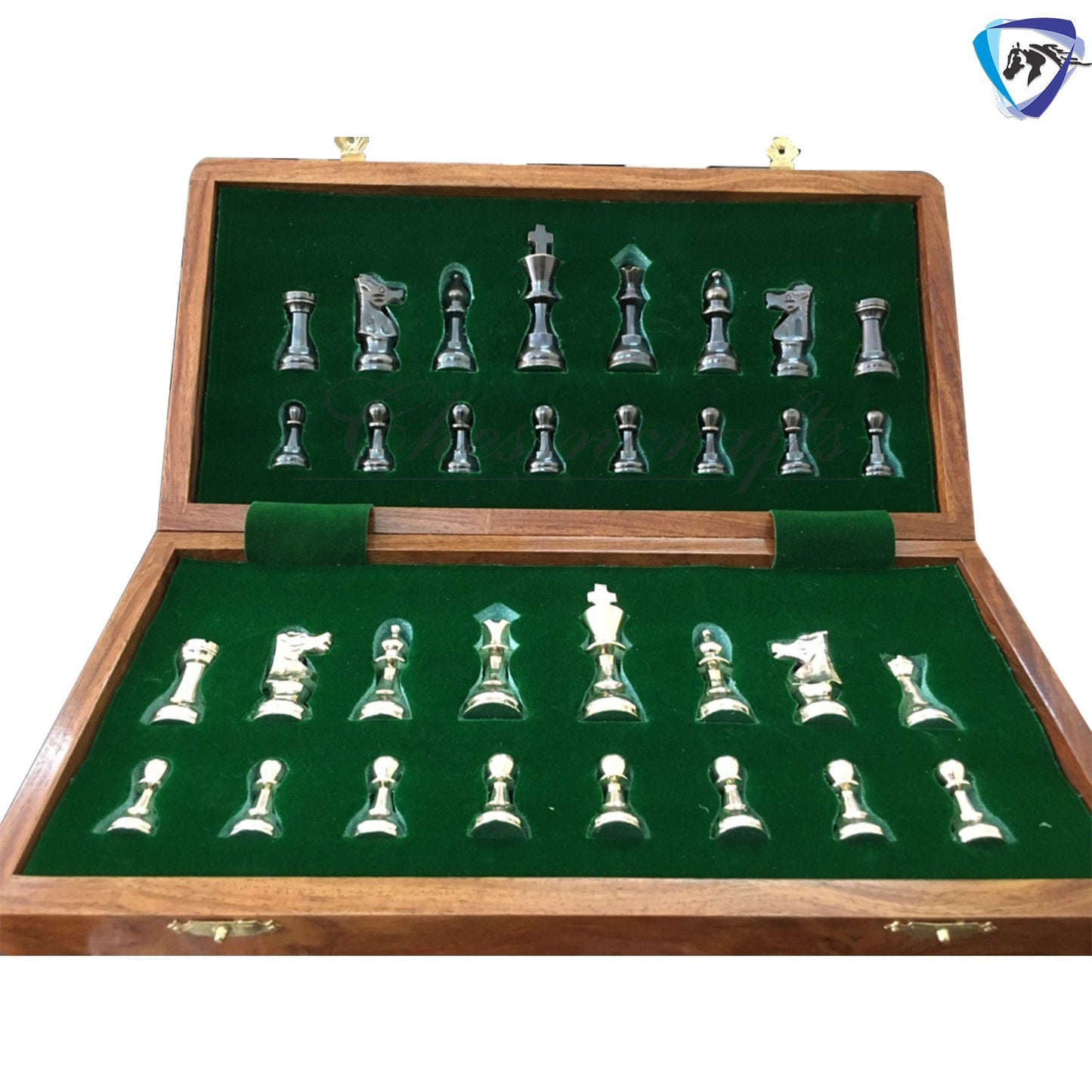 Staunton Brass Chess Pieces Set and 14" Folding Rosewood chess board with storage. Metal chess set handmade Chess for Gift, Birthday gift.