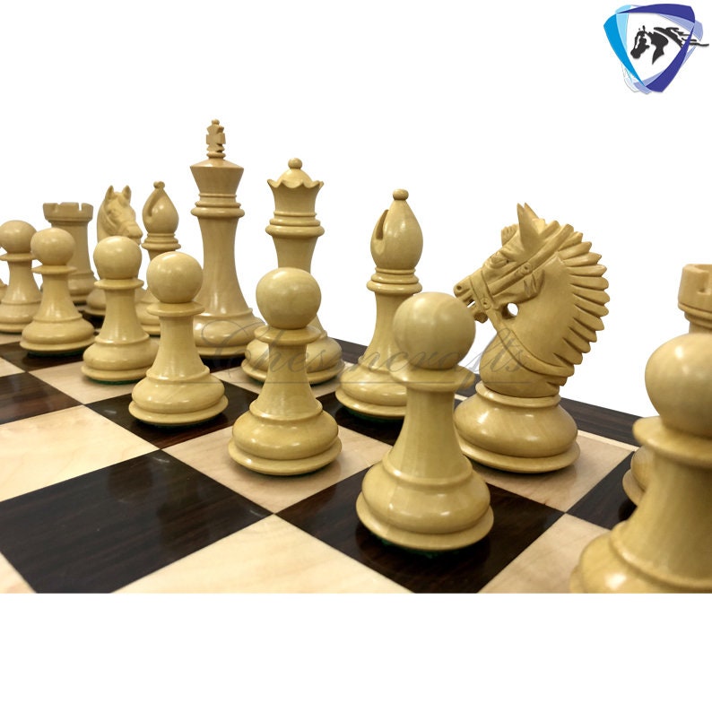 Chess Set COMBO of 4.1" Staunton Rose wood Chess Pieces EXCALIBUR Weighted with 19" Rosewood Chess board  2 Extra queens