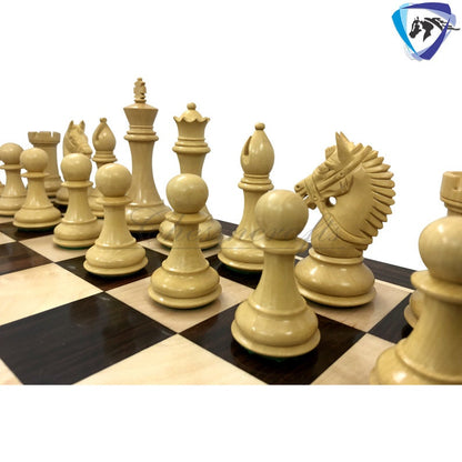 Chess Set COMBO of 4.1" Staunton Rose wood Chess Pieces EXCALIBUR Weighted with 19" Rosewood Chess board  2 Extra queens