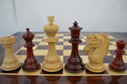 4.5" Luxury Staunton Bud Rosewood & Boxwood Chess pieces Set- Alexander Luxury- Triple Weighted 2 Extra queens- 4Q